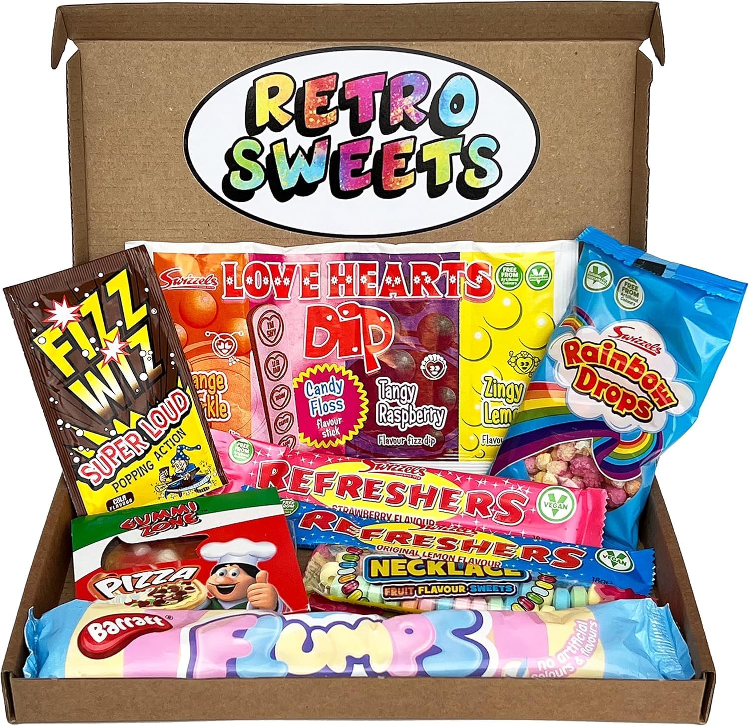 Retro Sweets Gift Box. Packed with Sweet. Hamper Letterbox Gift for Women, Men & Kids. Perfect Present for Get Well Soon, Birthday, Thank You, Fathers Day