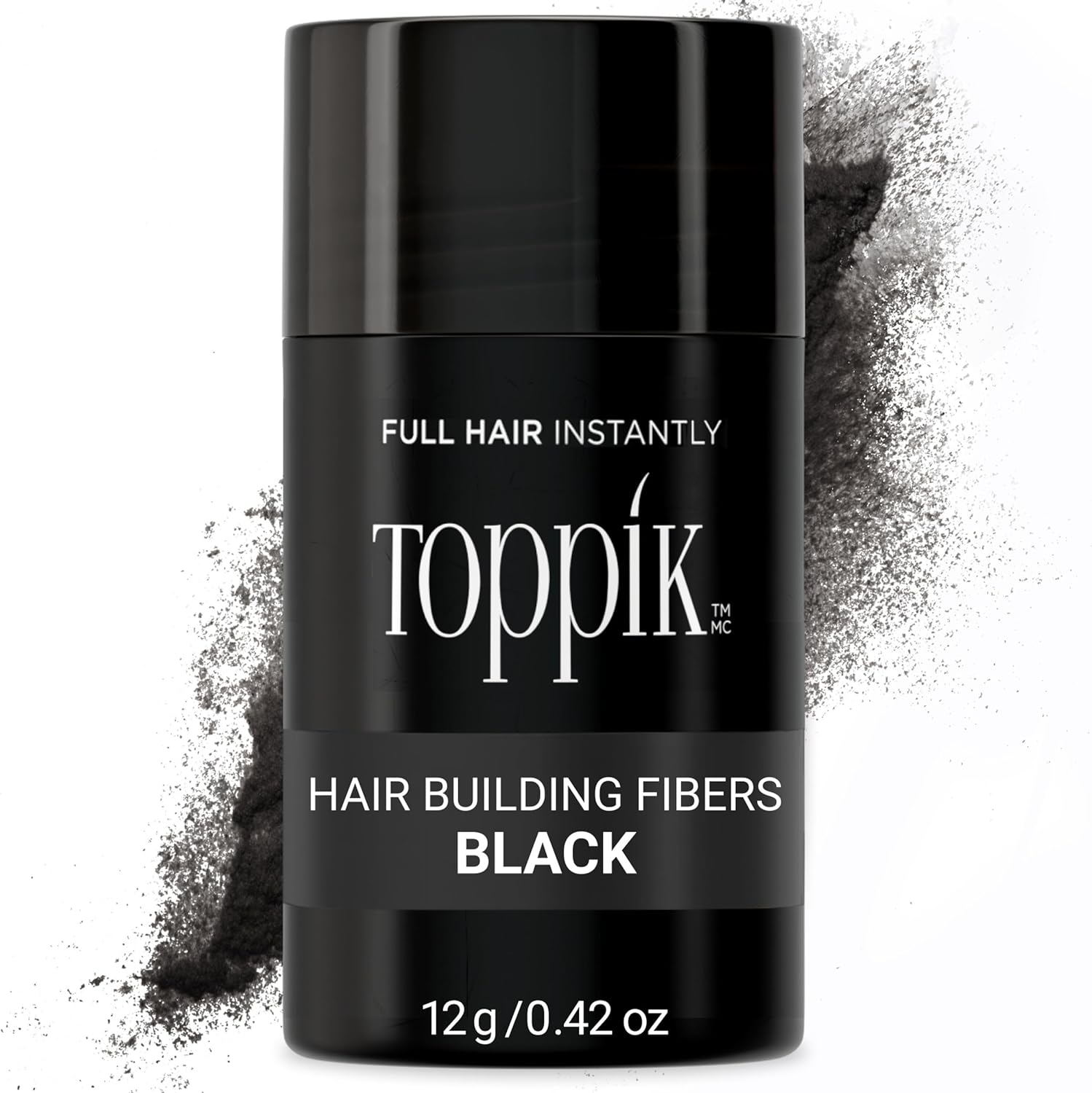 Toppik Hair Building Fibres Powder, for a Thicker-Looking Hairline, Crown and Beard, Instant Thinning Concealer for Men and Women, Black, 12 g