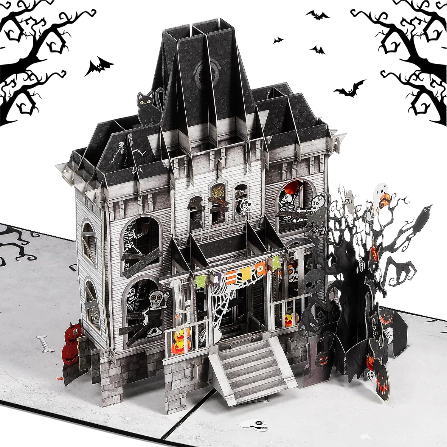 Teling Halloween Card Pop Up Paper Haunted House Greeting Card 3D Halloween Castle Card 8 x 6 Inch Included Envelope Note Tag Gothic Theme Greeting Card Happy Halloween Centerpiece Supplies