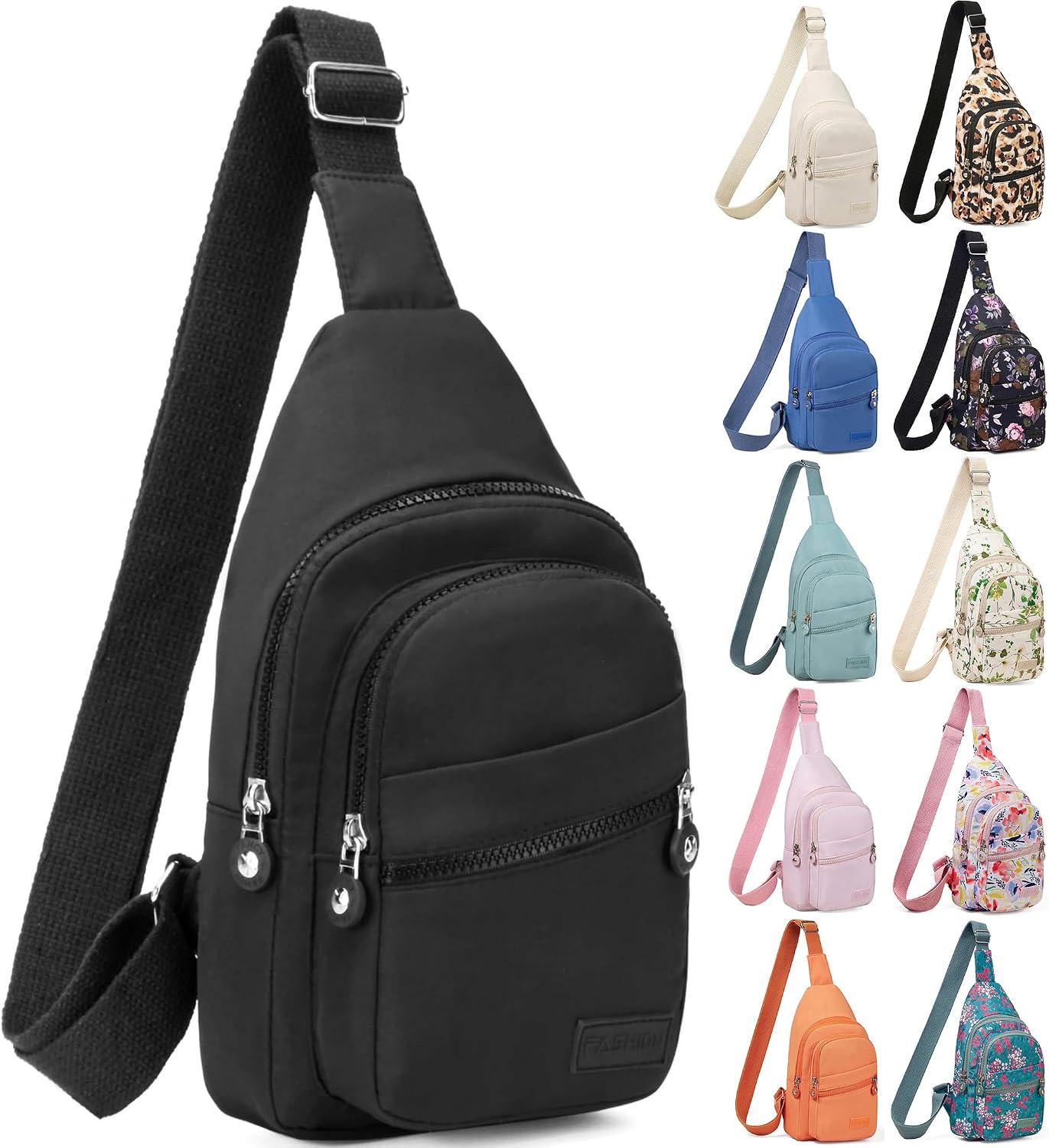 Banelu Small Sling Backpack Crossbody Bags for Women Men, Small Sling Bag Cross Body Bag Fanny Packs Crossbody Purses - Black