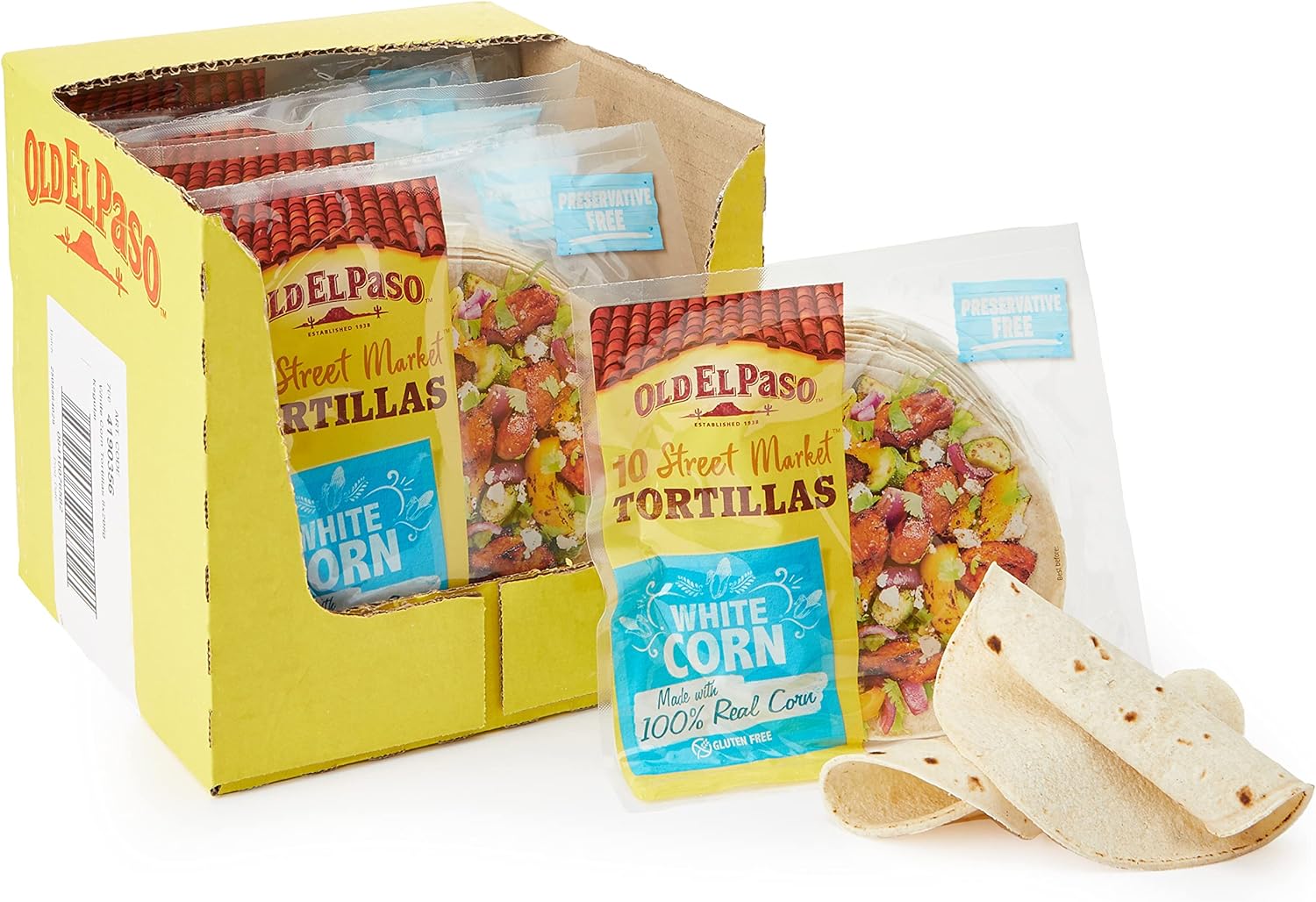 Old El Paso White Corn Gluten Free Tortilla Wraps 208g (Pack of 8)