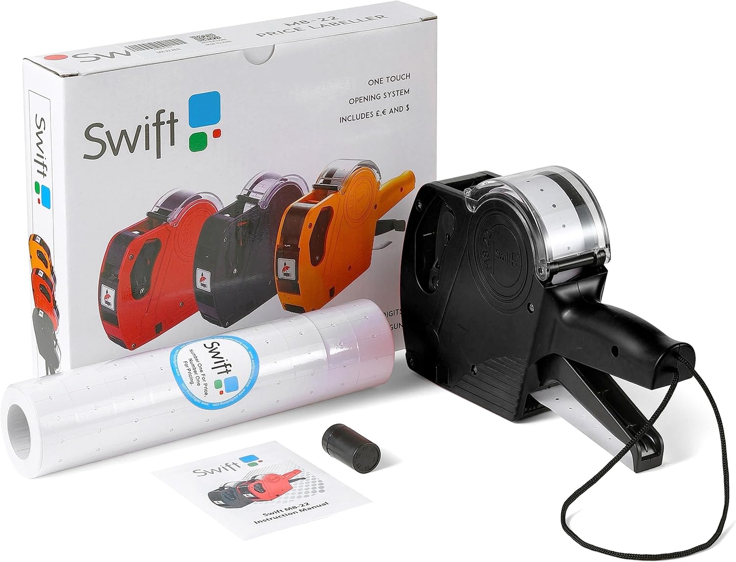 swift Price Gun Kit with 5000 Labels and Spare Ink Pricing Tag Sticker Printer Maker For Clothes Food Stationary Retail Black M8-22