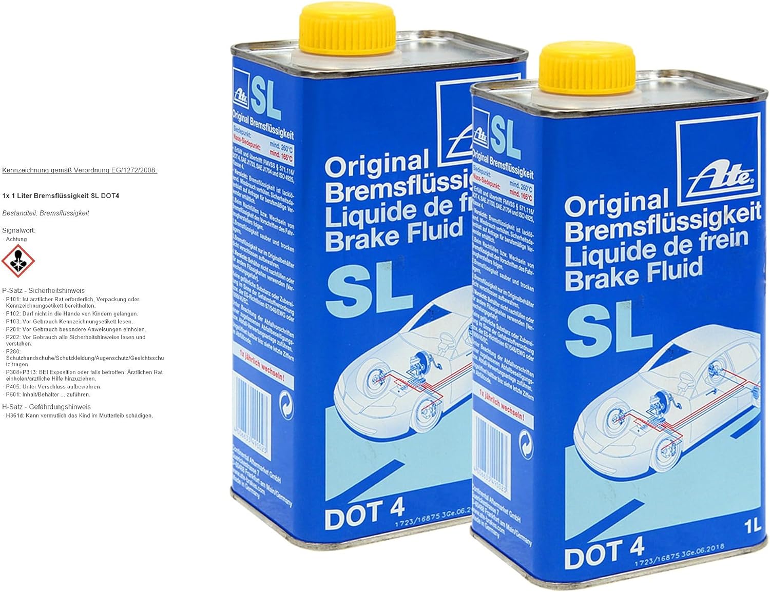 ATE Original SL DOT 4 Brake Fluid, 1 Liter Can (705802)