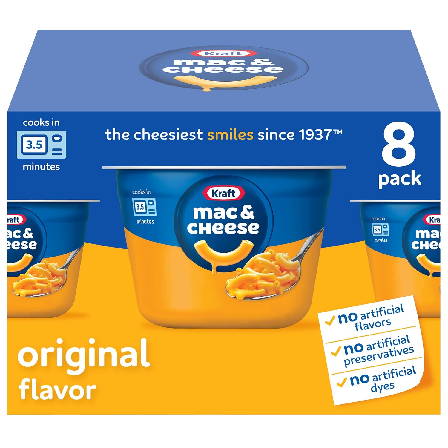 Kraft Mac and Cheese Dinner, 8 Microwaveable Cups, Original, 2.05 oz