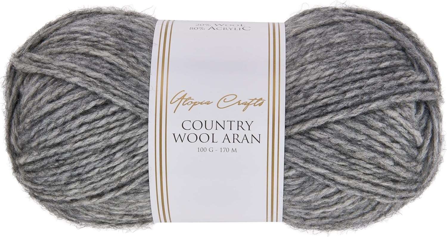 Utopia Crafts Country Wool Blend Aran Yarn for Knitting and Crochet 100g (1, Charcoal)