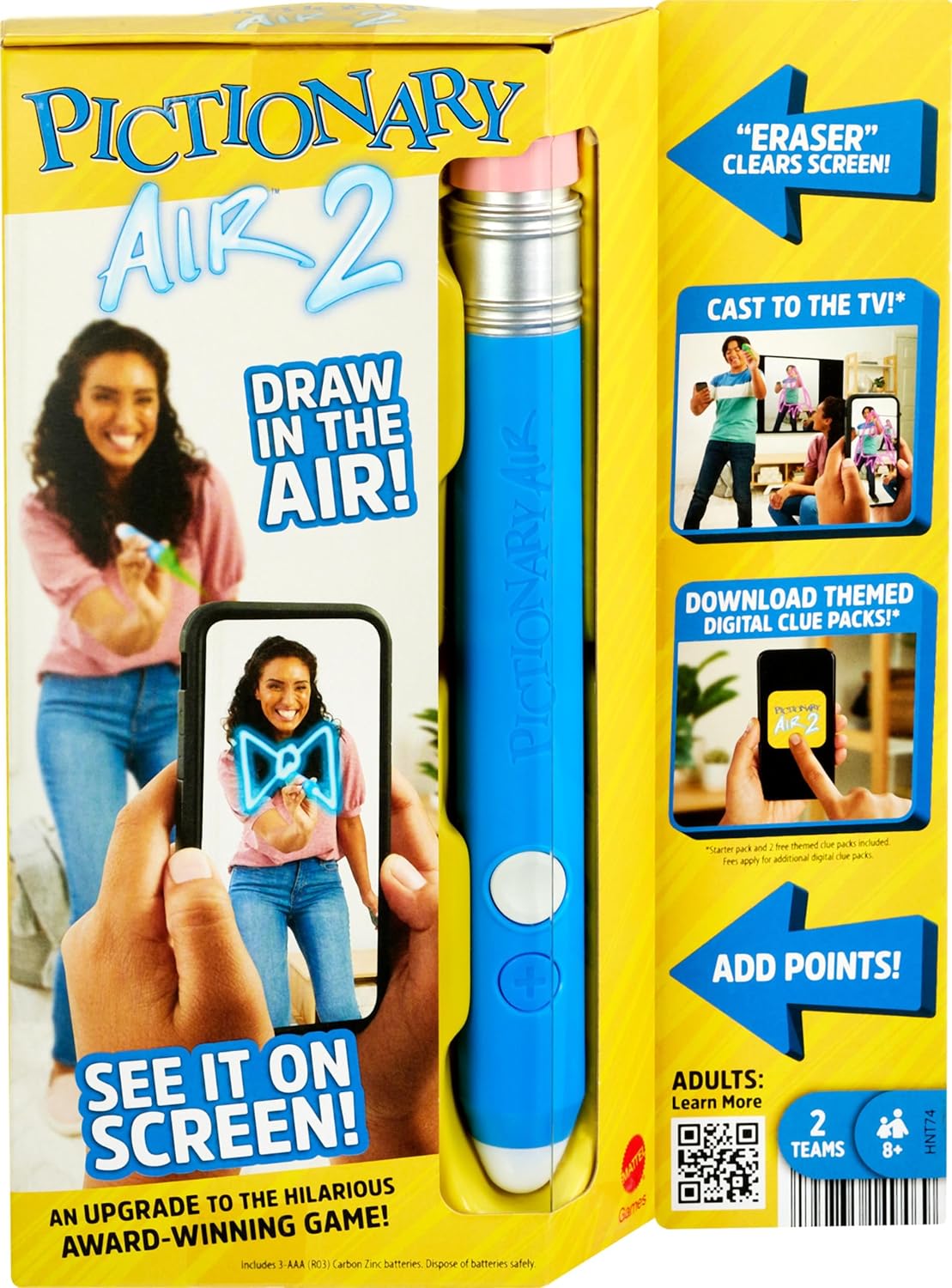 Mattel Games Pictionary Air 2 for Kids, Adults, Family and Game Night - Award-Winning Drawing Game, See it On Screen - HNT74