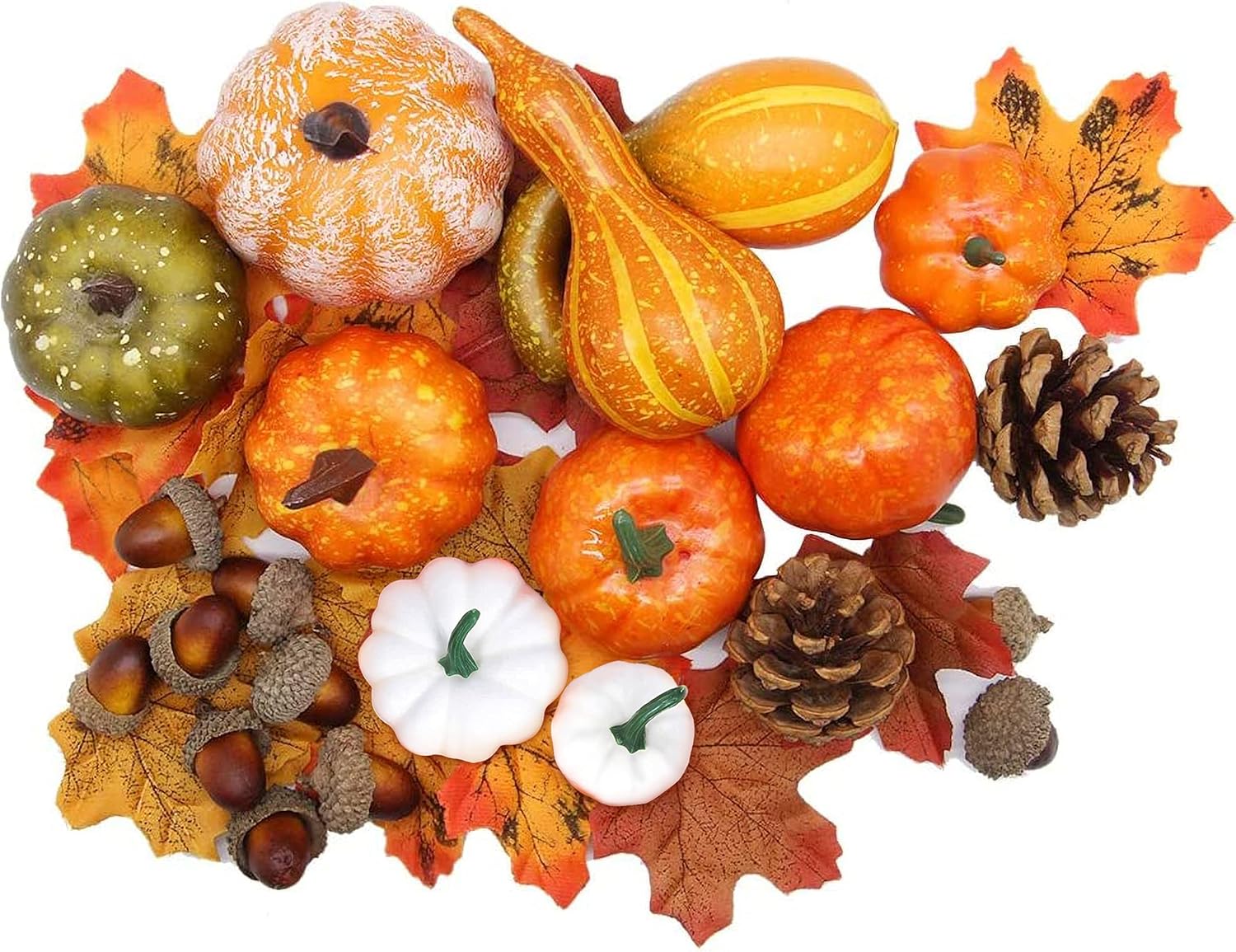 Autumn Decorations,Halloween Decorations,Pumpkins Decorations,86pcs Artificial Maple Leaves,Harvest Pumpkin,Acorns, Pine Cones and Gourds Set,DIY Autumn Decor for Garland,Thanksgiving Party Decor