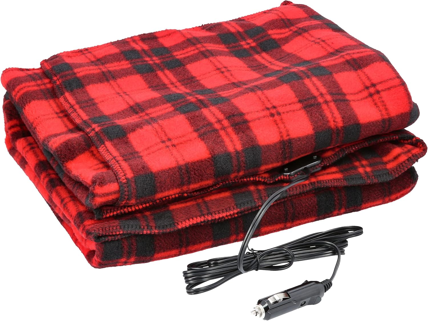 Heated Car Blanket - 12-Volt Electric Blanket for Car, Truck, SUV, or RV - Portable Heated Throw - Camping Essentials by Stalwart (Red Plaid)