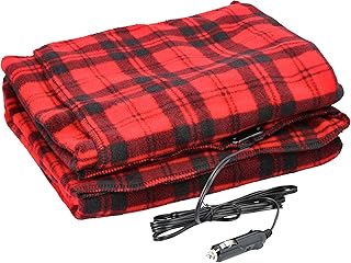 Heated Car Blanket - 12-Volt Electric Blanket for Car, Truck, SUV, or RV - Portable Heated Throw - Camping Essentials by Stalwart (Red Plaid)