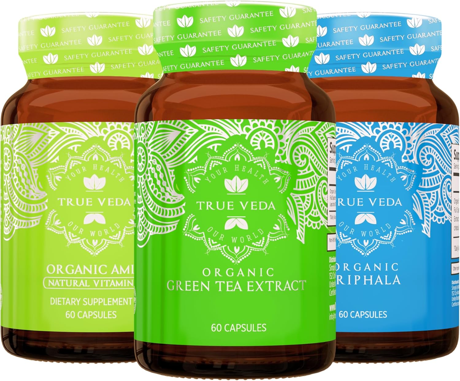 True Veda Digestion and Detox Bundle USDA Organic | Multi-Award-Winning | Green Tea | Amla with Vitamin C | Triphala Capsules