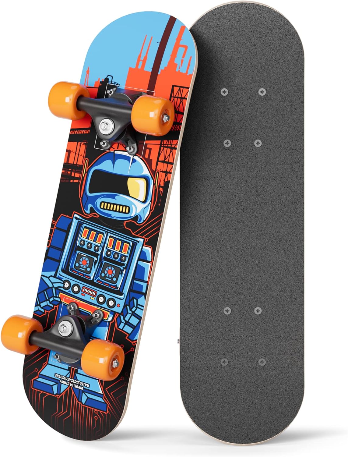 Rude Boyz 17" Micro Complete Skateboard | Maple Wood | ABEC 7 Bearings | Double Kick Concave Deck | Kids Skateboard, Ideal Toddler Cruiser Ages 2-5