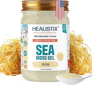 Healistix Raw Sea Moss Gel [16 Oz] - Exquisitely Crafted from Irish Seamoss Wildcrafted in The Pristine Waters of St Lucia, A Natural Delight