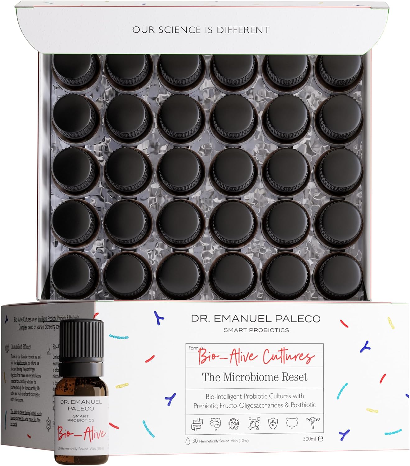 Dr. Emanuel Paleco 300 Billion Symbiotics · Probiotics & Prebiotics for Gut Repair – Best IBS Tribiotic & Chronic Microbiome Health Treatment – Probiotic Relief for Women Men – 30 Live Liquid Vials