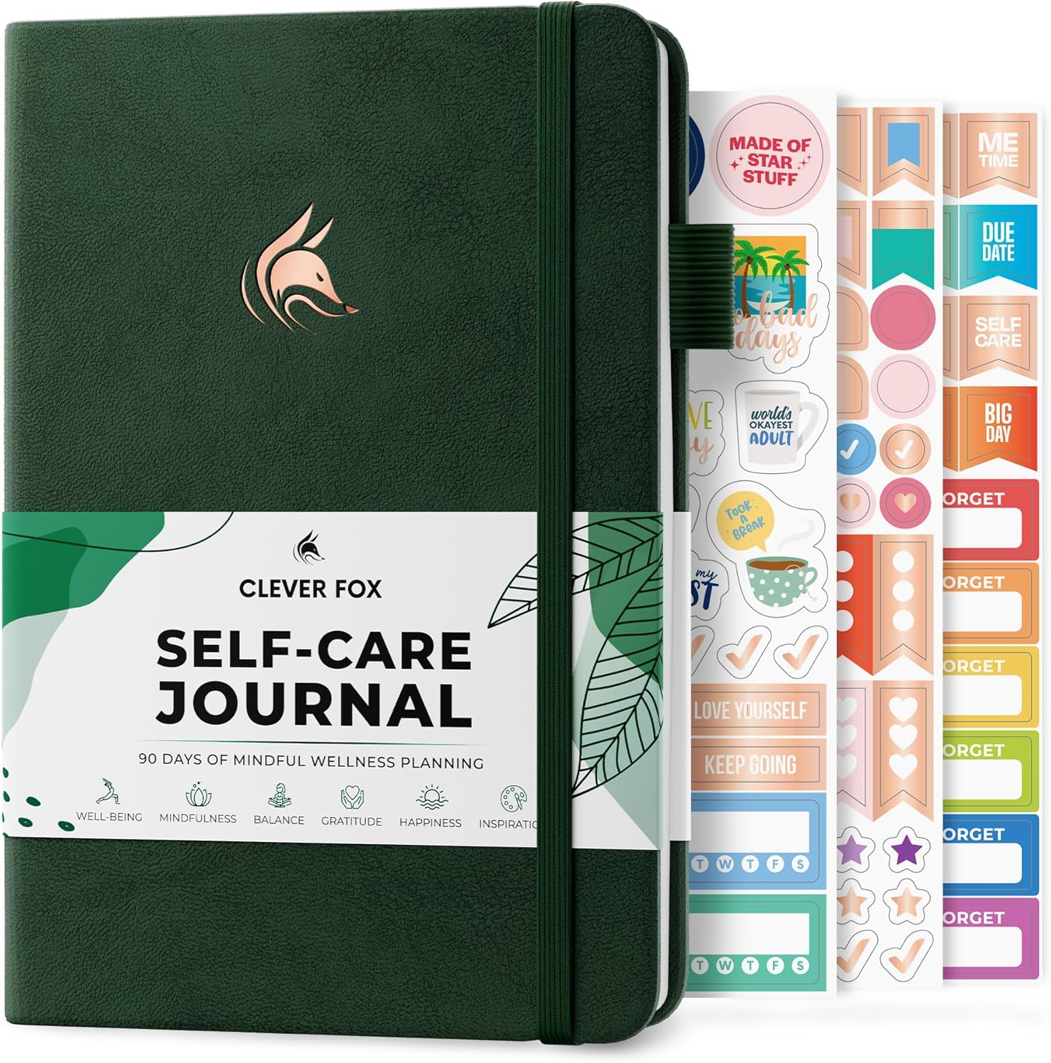 Clever Fox Self-Care Journal – Daily Reflection Notebook – Mental Health & Personal Development Planner, Meditation & Mood Log, A5 (Forest Green)
