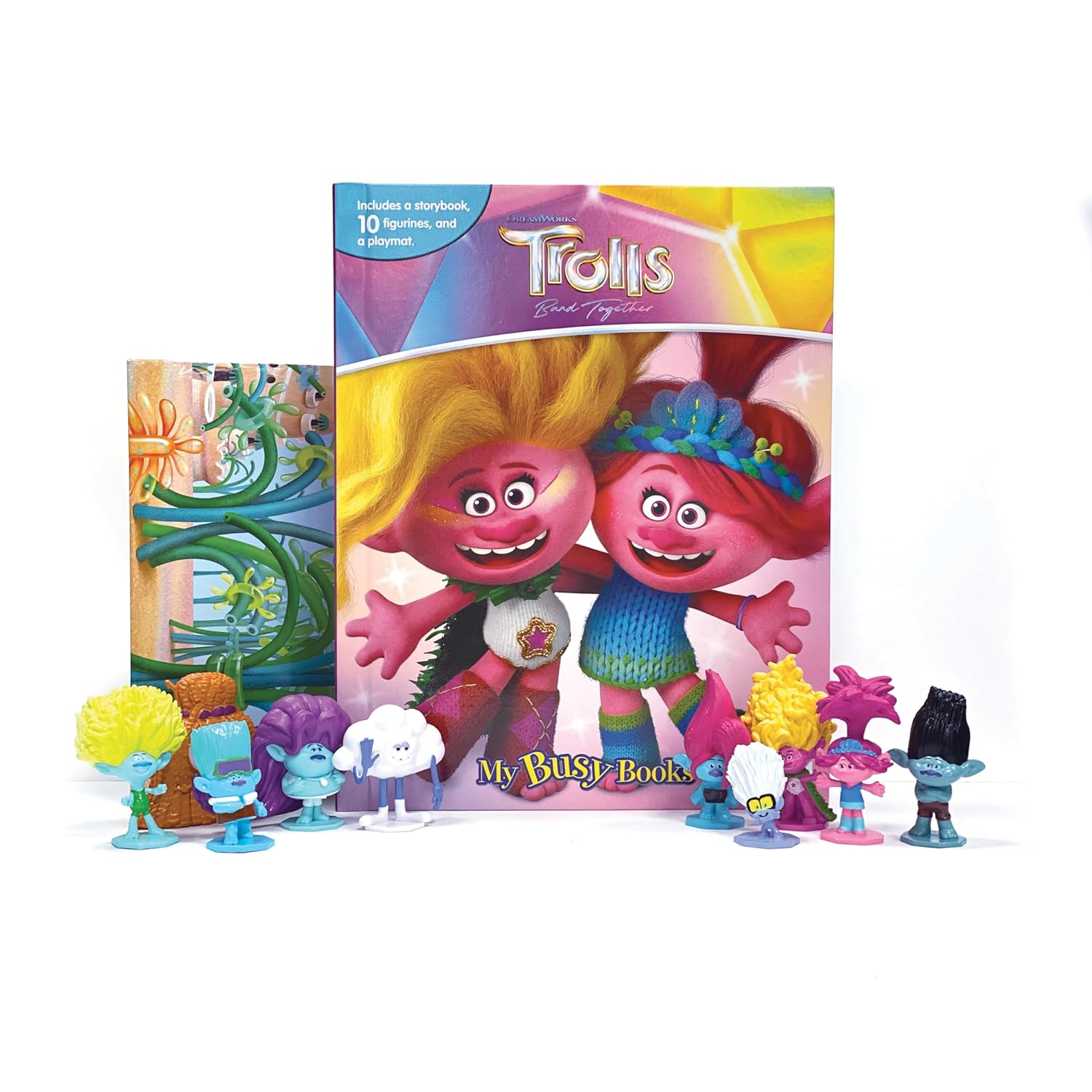 DreamWorks Trolls Band Together My Busy Books - Storybook, 10 figurines, playmat
