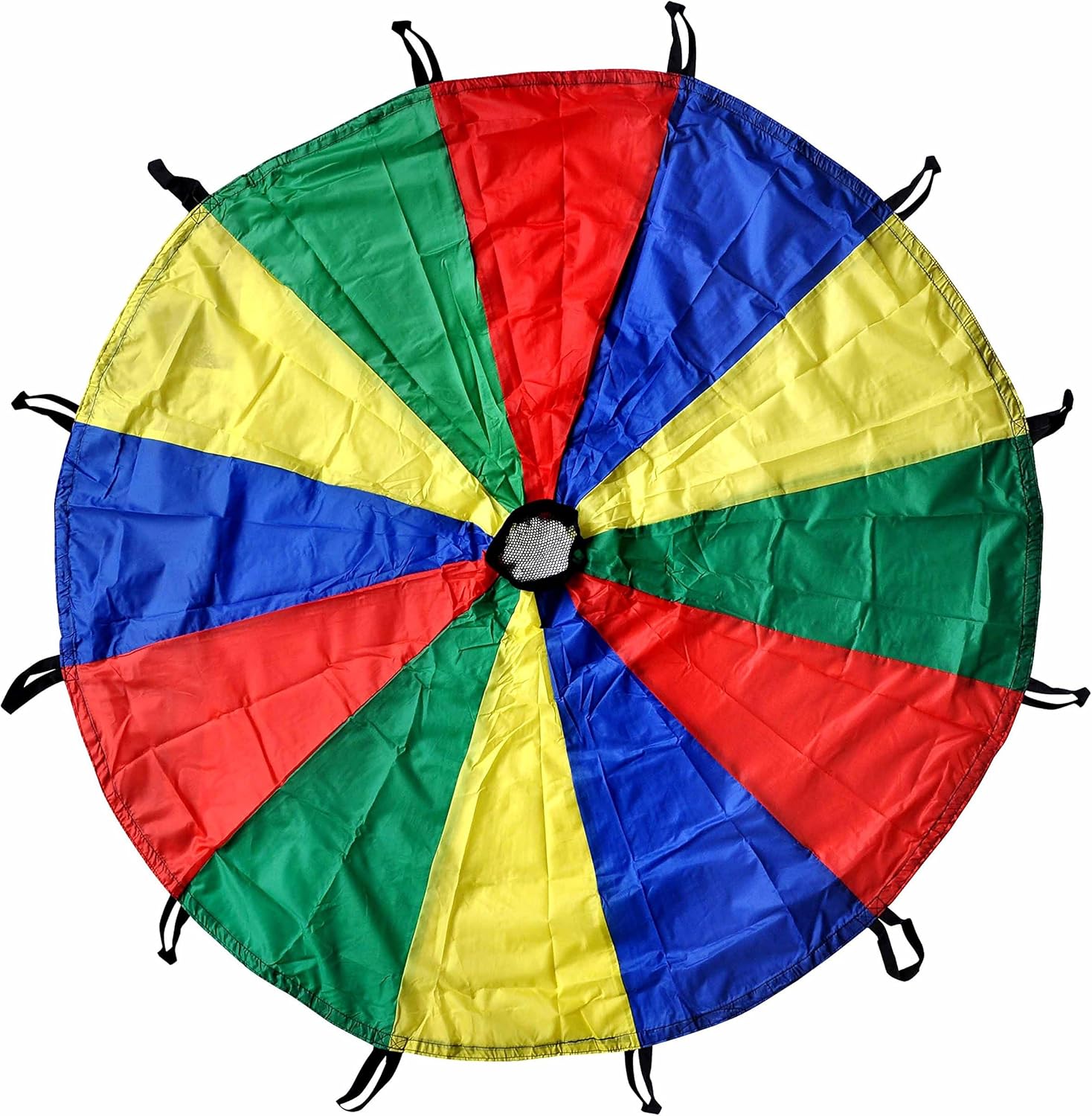 GSi Kids Play Parachute Rainbow Parachute Toy Tent Game for Children Gymnastic Cooperative Play and Outdoor Playground Activities (16 Feet)