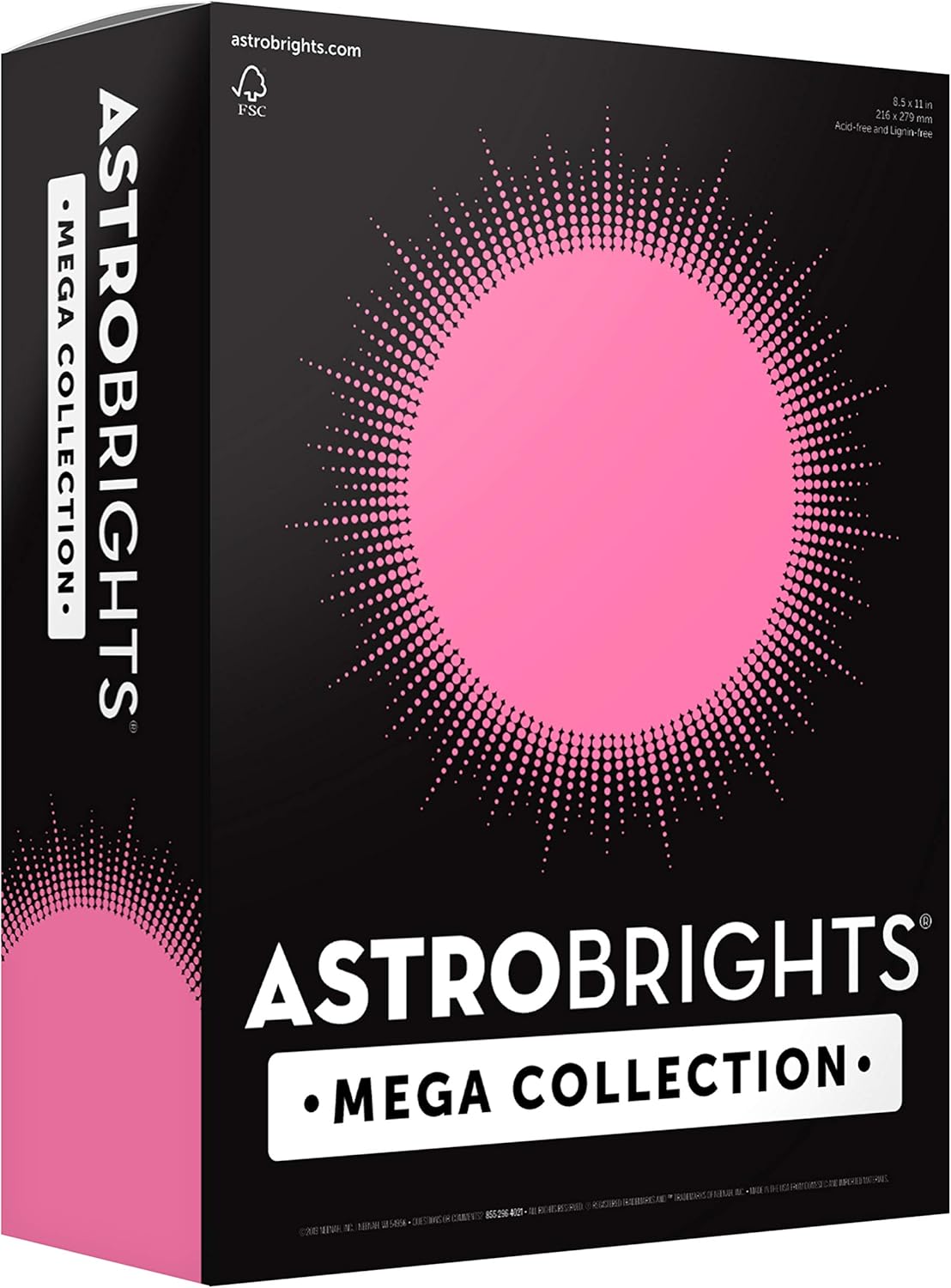 Astrobrights Mega Collection, Colored Paper, Neon Pink, 625 Sheets, 24 lb/89 gsm, 8.5" x 11 - MORE SHEETS! (91673)