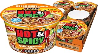Nissin Hot & Spicy Ramen Noodle Soup, Chicken, 3.32 Ounce (Pack of 6)