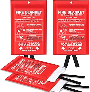 Emergency Fire Blanket for Kitchen and Home, 4 Pack 39.37”x39.37” Fiberglass Fire Safety Blankets for Survival, Suppression Fire Retardant Blanket for Fireplace Camping