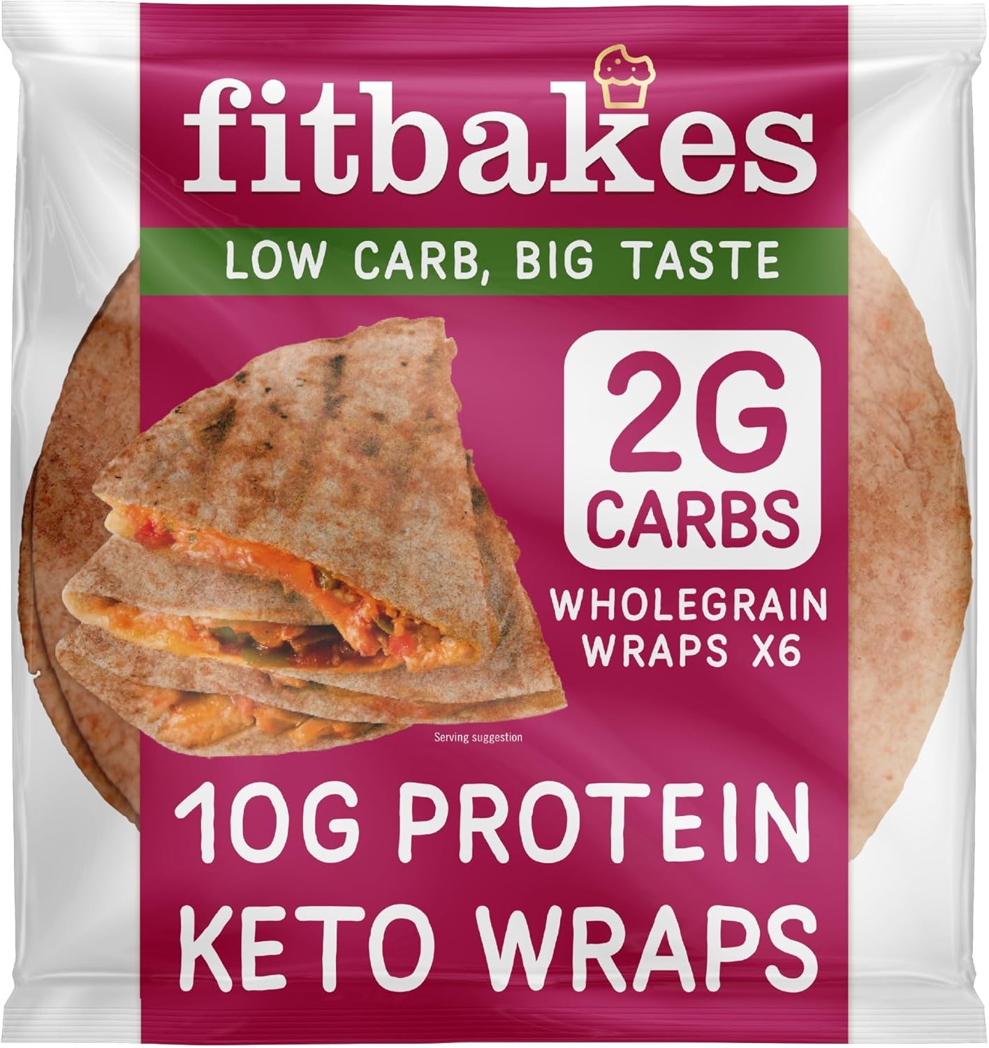 Fit bakes 2g Carbs Wholegrain Keto Wraps, 10g Protein, 6x40g Tortillas, Low Carb Wraps, Low Carb Bread, Keto Bread Protein Diet Food UK, Diet Snacks, Fitbakes