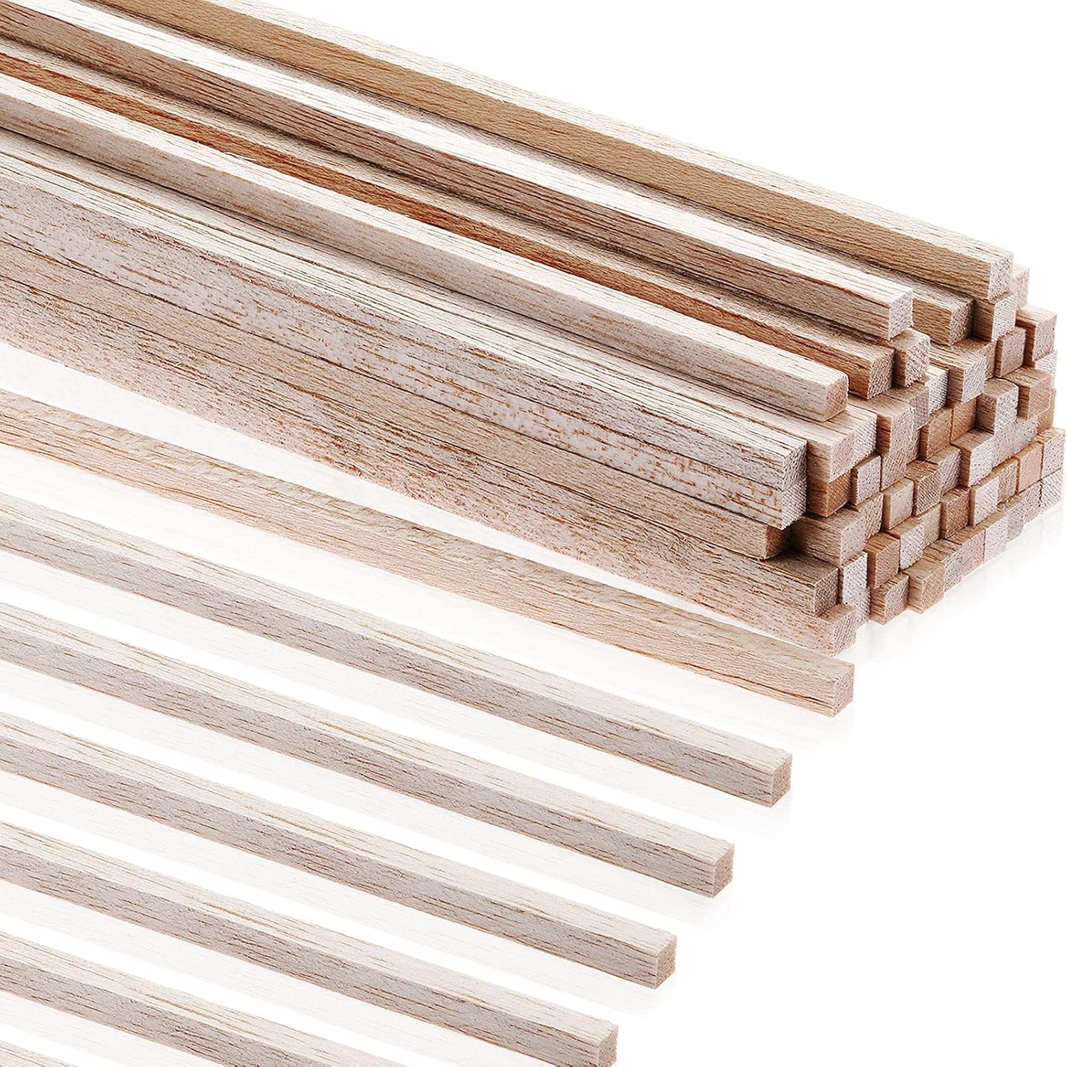 Timtin 225 Pieces 1/4" x 12" Balsa Wood Sticks Square Wooden Dowels Wood Square Dowel Rods Long Hardwood Craft Sticks for Crafts, DIY Projects Models Making Miniature Architectural Supplies