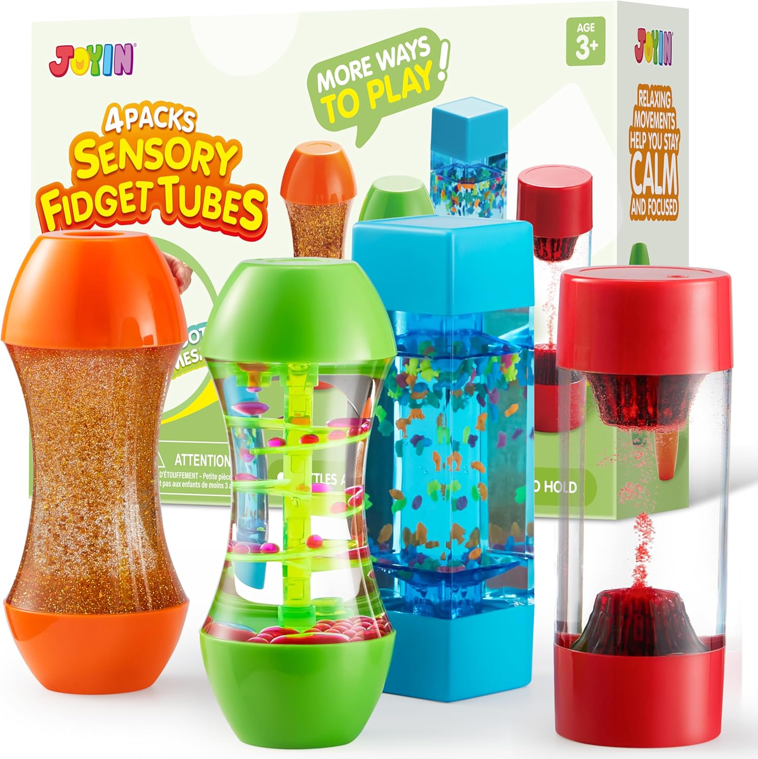 JOYIN 4-Pack Liquid Motion Fidget Toys for Kids, Emotional Learning Resources,Intellectual Sensory Toys for Babies, Special Needs Developmental toys for autism,Anxiety Relief Toy for Kids 3+