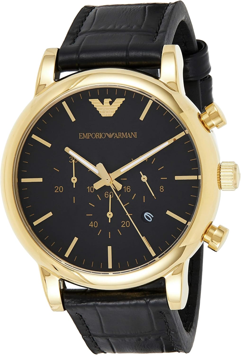 Emporio Armani Men's Chronograph Black Leather Watch (Model: AR1917)