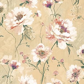 Vintage Floral Wallpaper Peel and Stick Contact Paper 17.71" X 393" Large Flower Wallpaper with Self Adhesive and Removable Without Mark for Bathroom Bedroom Wall Paper