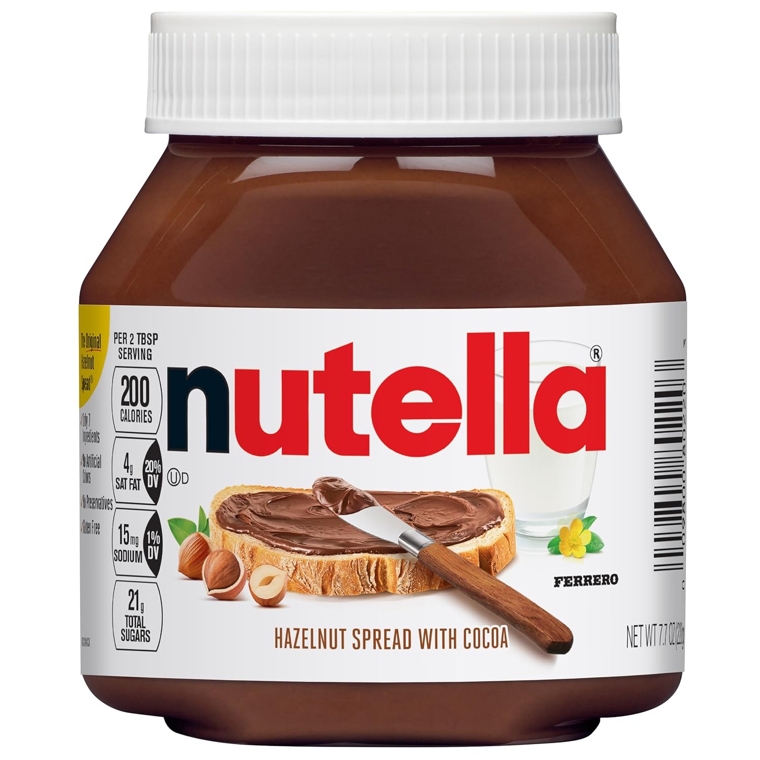 Nutella Hazelnut Spread With Cocoa For Breakfast, 7.7 Oz Jar