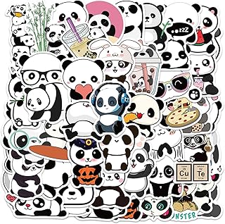 Panda Stickers for Kids Adults Cute Animal Stickers for Laptop Water Bottles Luggage, Icicrim Cute Panda Stickers 50PCS Panda Gifts Party Decorations Cartoon Stickers Pack
