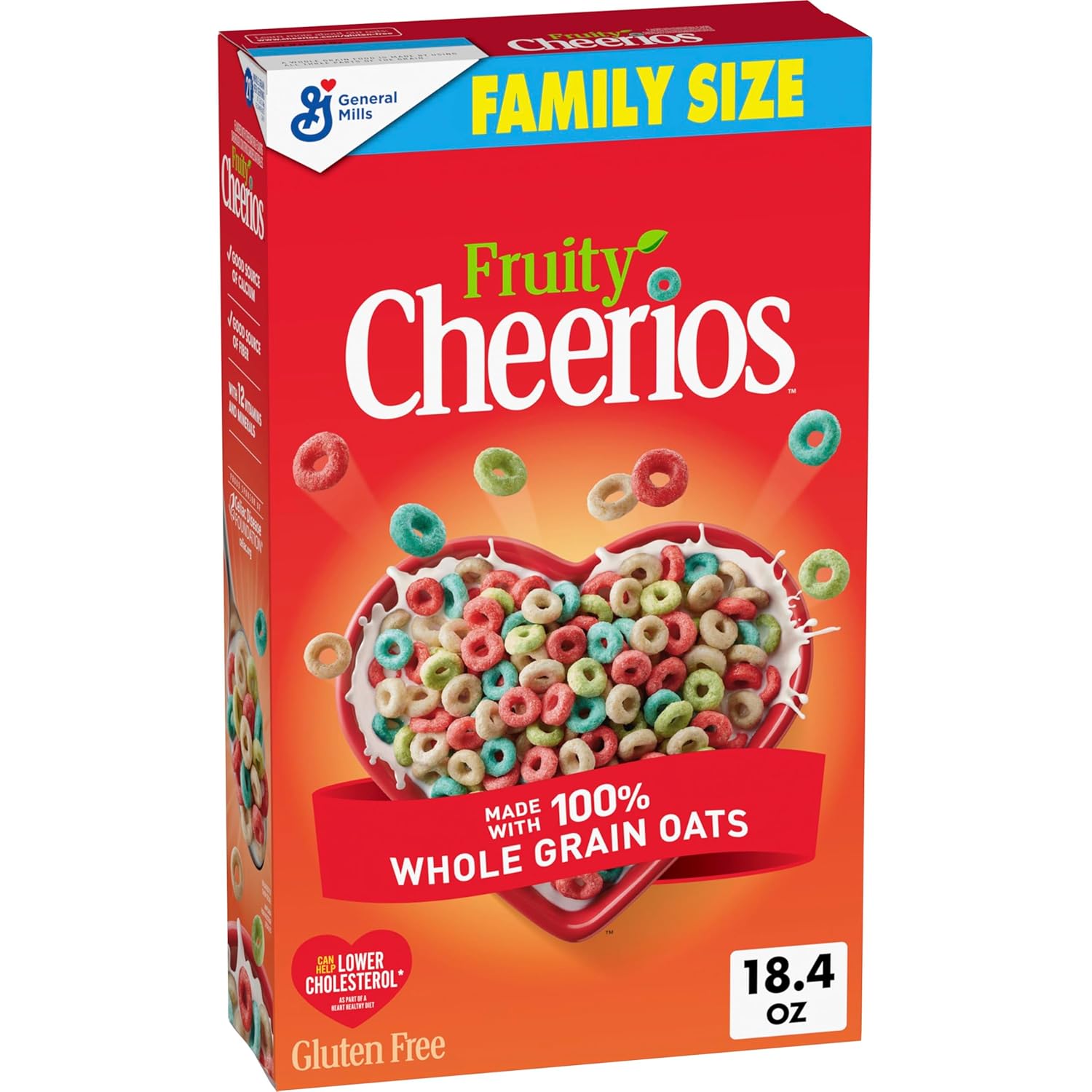 Fruity Cheerios, Heart Healthy Gluten Free Breakfast Cereal, Made with Whole Grain Oats, Family Size, 18.4 oz