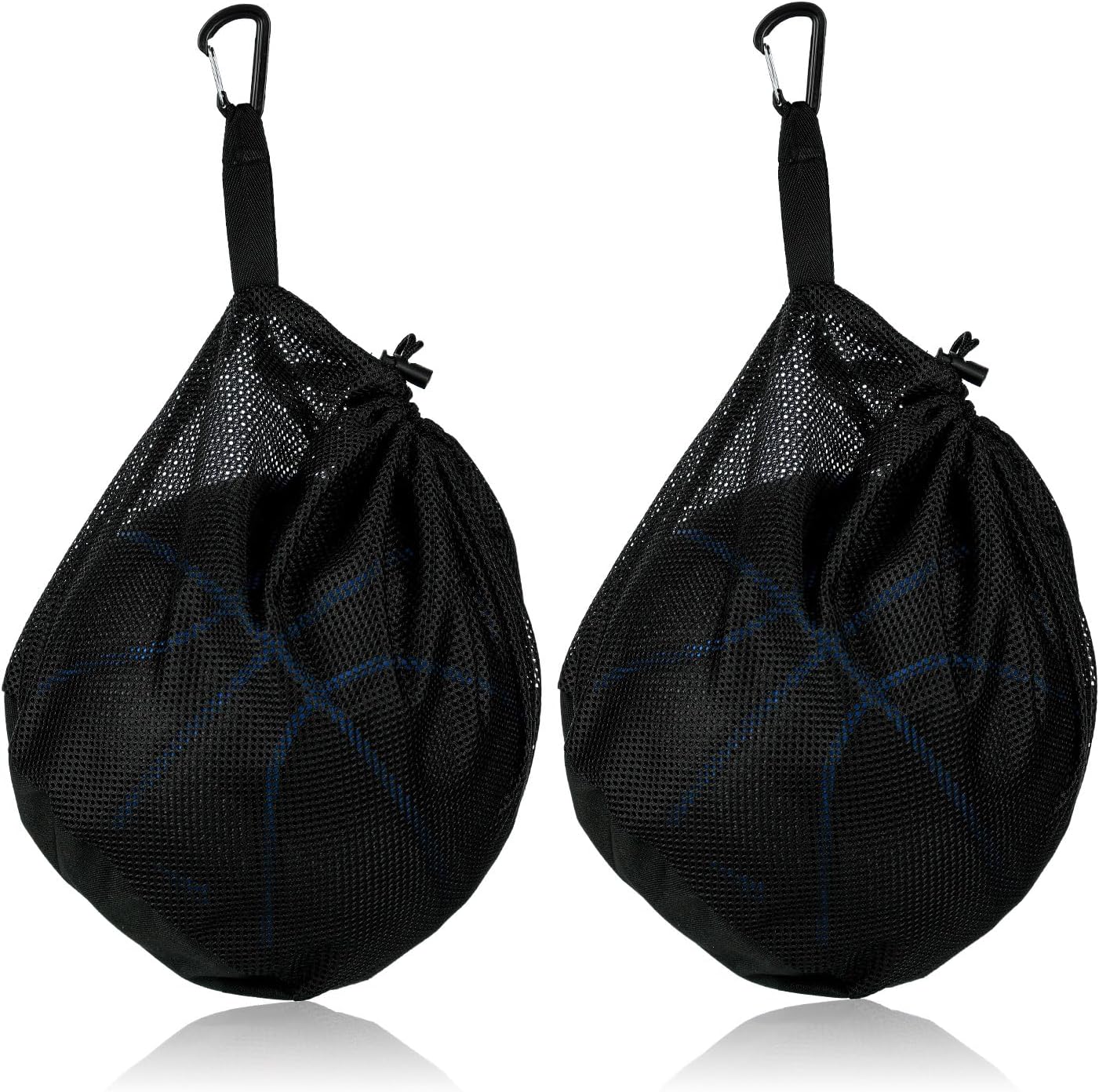 NQEUEPN 2pcs Single Ball Bag with Zipper Pocket, Mesh Carry Bag Drawstring Ball Storage Net Bag Sports Ball Sling Back Bag Backpack for Carrying Basketball Volleyball Soccer Football