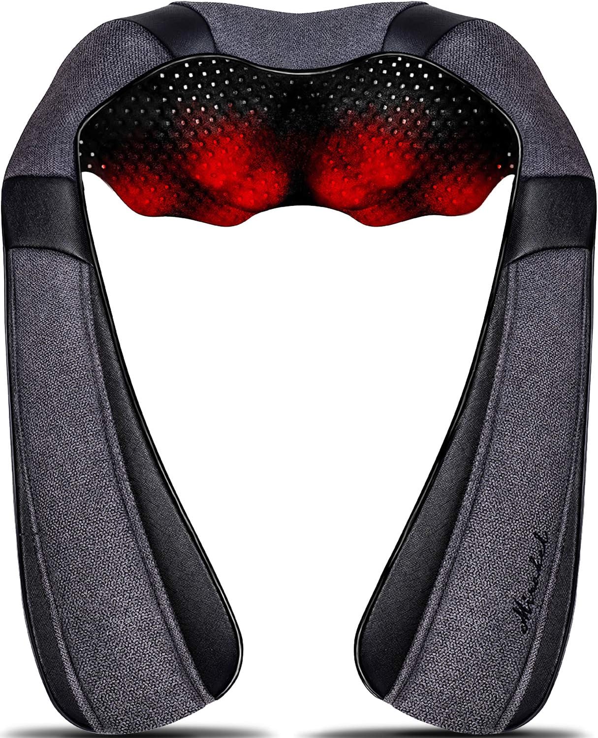 Mirakel Shiatsu Neck & Back Massager with Heat - Deep Tissue Neck, Back & Shoulder Pain Relief - Ergonomic Design Shoulder Massager, Electric Kneading Whole Body Massage Pillow Gifts for Women, Men