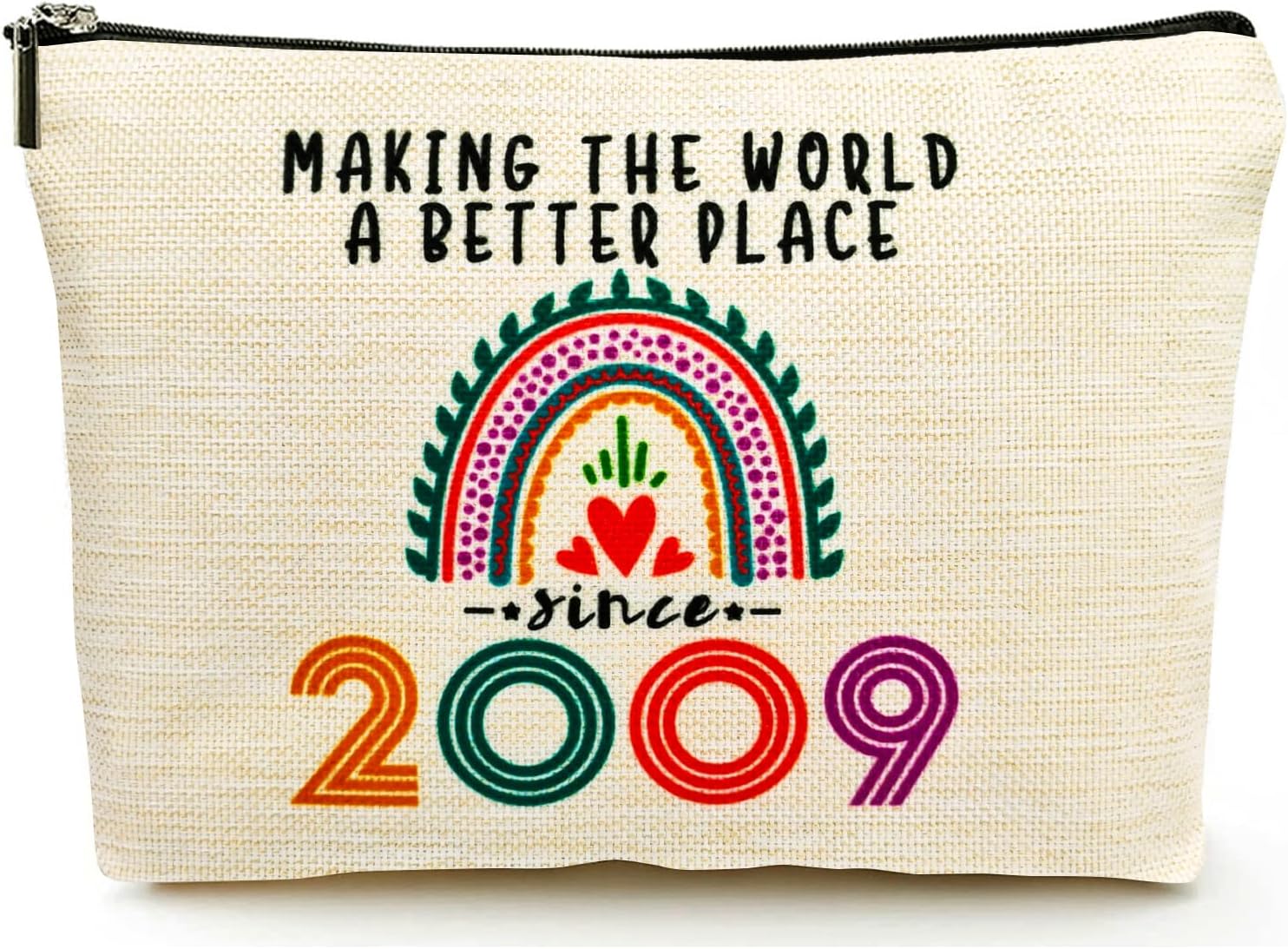 15 Year Old Girl Gift Ideas, 15th Birthday Gifts for Teenage Girls, Funny 2009 Birthday Decorations Makeup Bags for Sister, Daughter, Niece, Christmas, Best Cosmetic Travel Pouch for Teen Girls Stuff