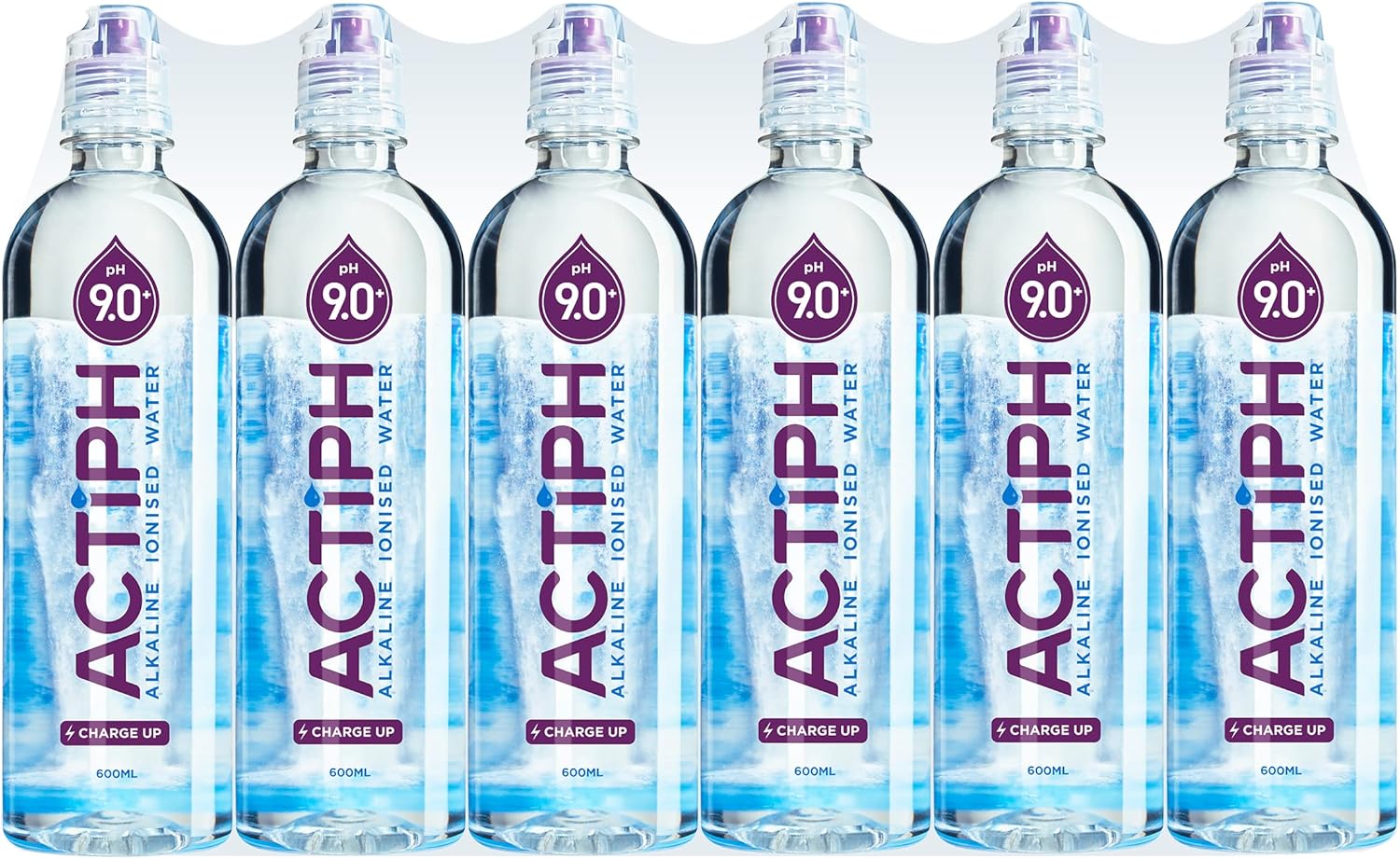 Alkaline Ionised Spring Water pH9+ (24x 600ml) Purified with Electrolytes Clean and Smooth Taste ACTIPH Water