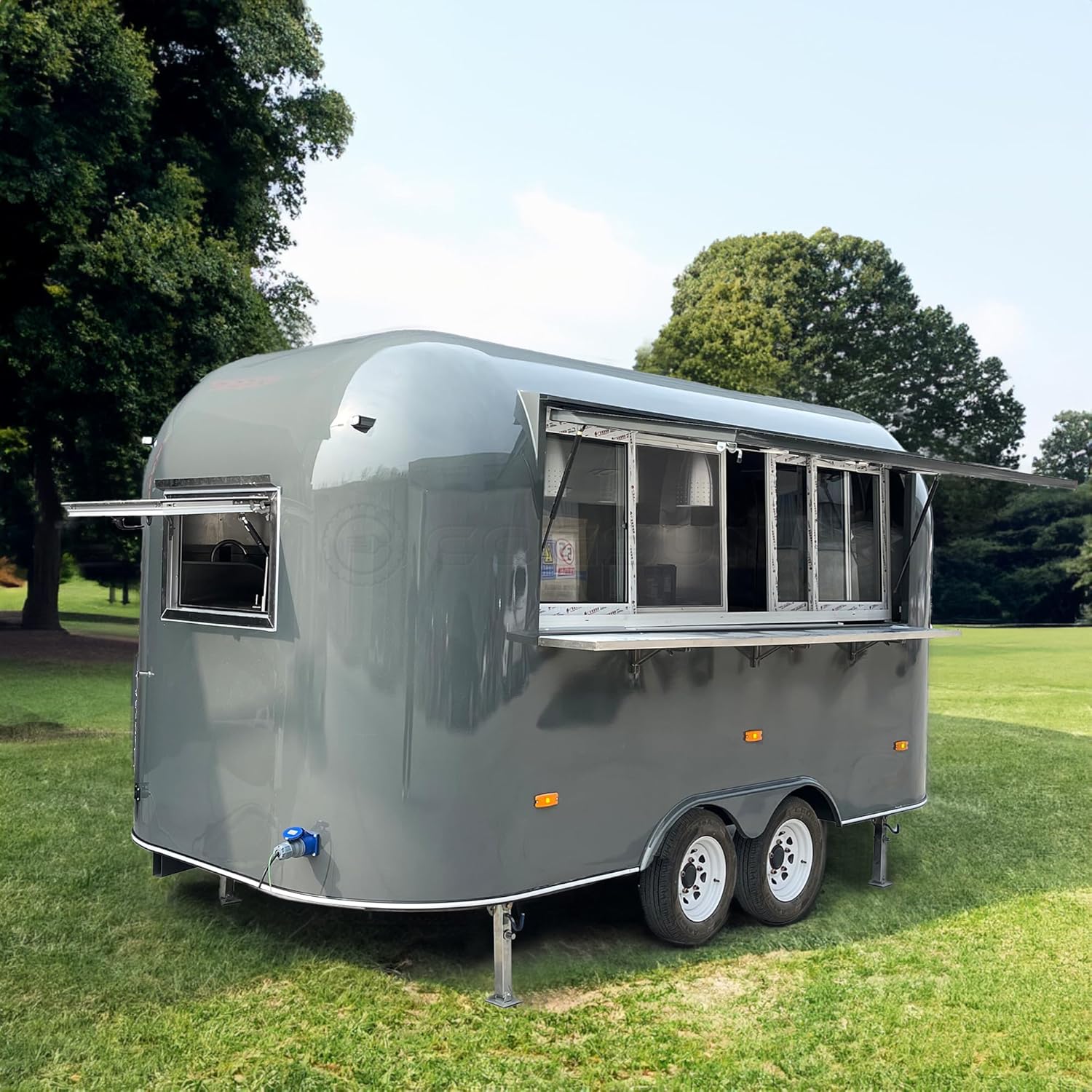 Mirror Mobile Kitchen Trailer Deposit, Dual-Zone Cooling System Mobile Trailer for Gourmet Catering & Food Truck Ice Cream cart for Businesses