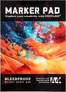 FEITAKE Marker Paper Pad Sketchbook Bleedproof for Alcohol Markers 120lb/200gsm Double Sided Thick Art Drawing Papers 60pages (30Sheets) / A4(8.3"x11.7") Gift for Artists Students Kids