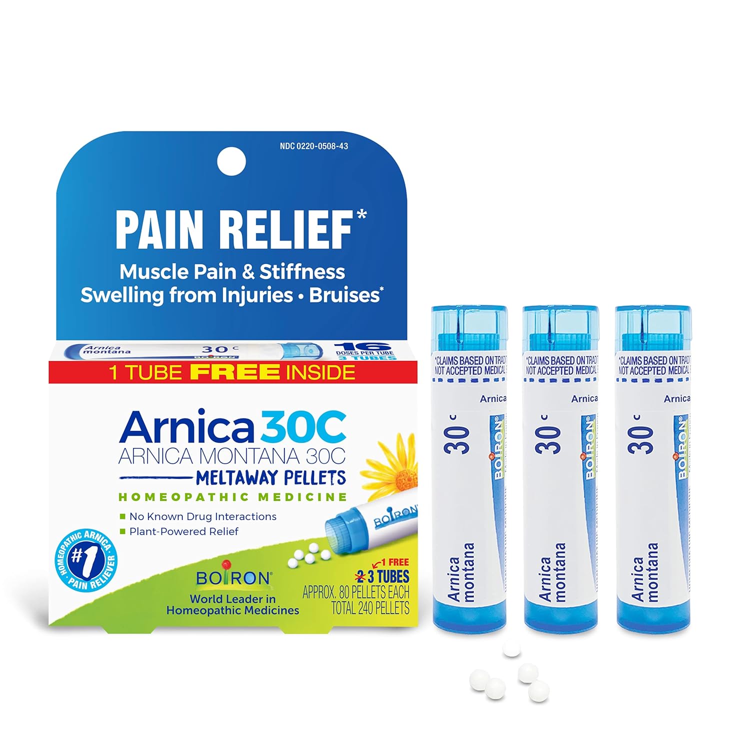 Boiron Arnica Montana, 1 Pack of 3 Tubes, 30C Pain Relief Medicine