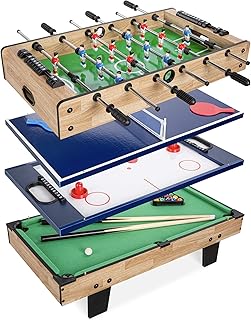 Best Choice Products 4-in-1 Multi Game Table, Childrens Combination Arcade Set for Home, Play Room, Rec Room w/Pool Billiards, Air Hockey, Foosball and Table Tennis