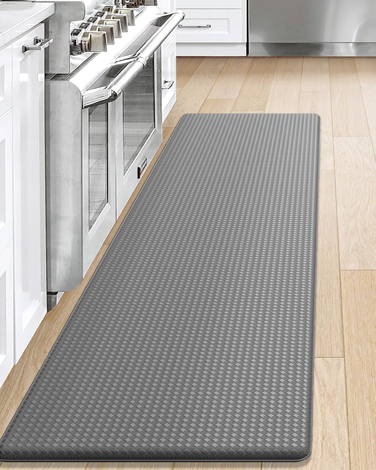 DEXI Kitchen Rug Anti Fatigue,Non Skid Cushioned Comfort Standing Kitchen Mat Waterproof and Oil Proof Floor Runner Mat, Easy to Clean, 17"x59", Grey