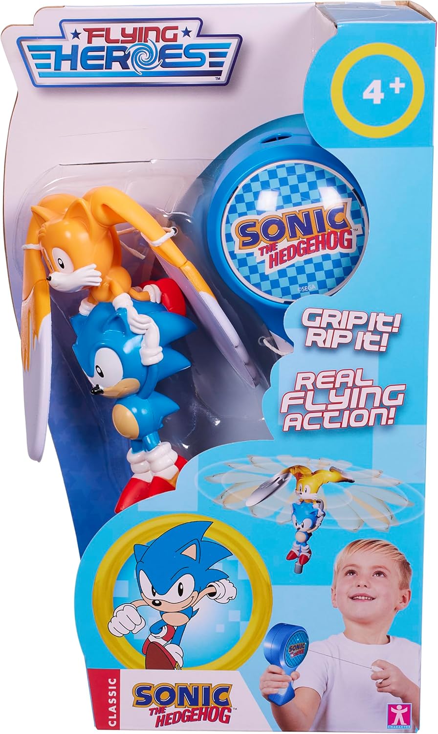 Character Options Flying Heroes Sonic & Tails. Pull the cord to watch them fly! Action Toy! Ideal present for boys aged 4-7 years. Sonic & Tails. No batteries required.