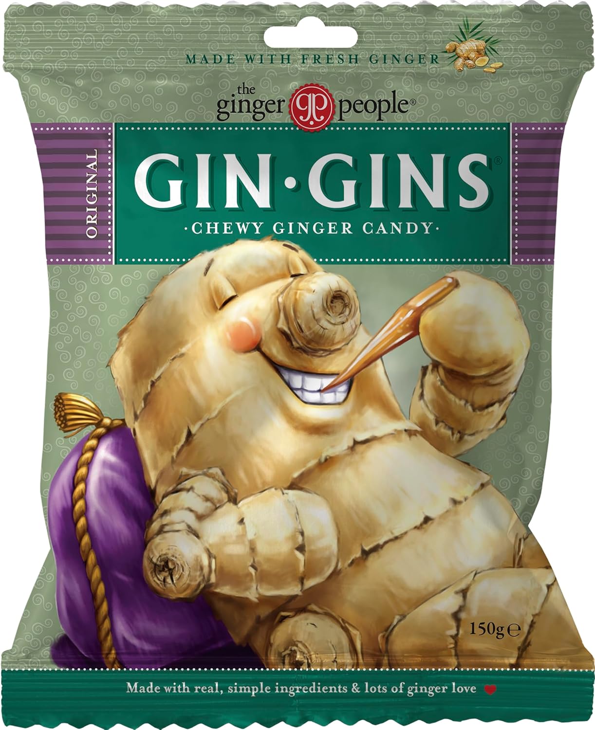 The Ginger People The Ginger People Gin Gin Original Chewy Candy Bag 150 g, Pack of 1