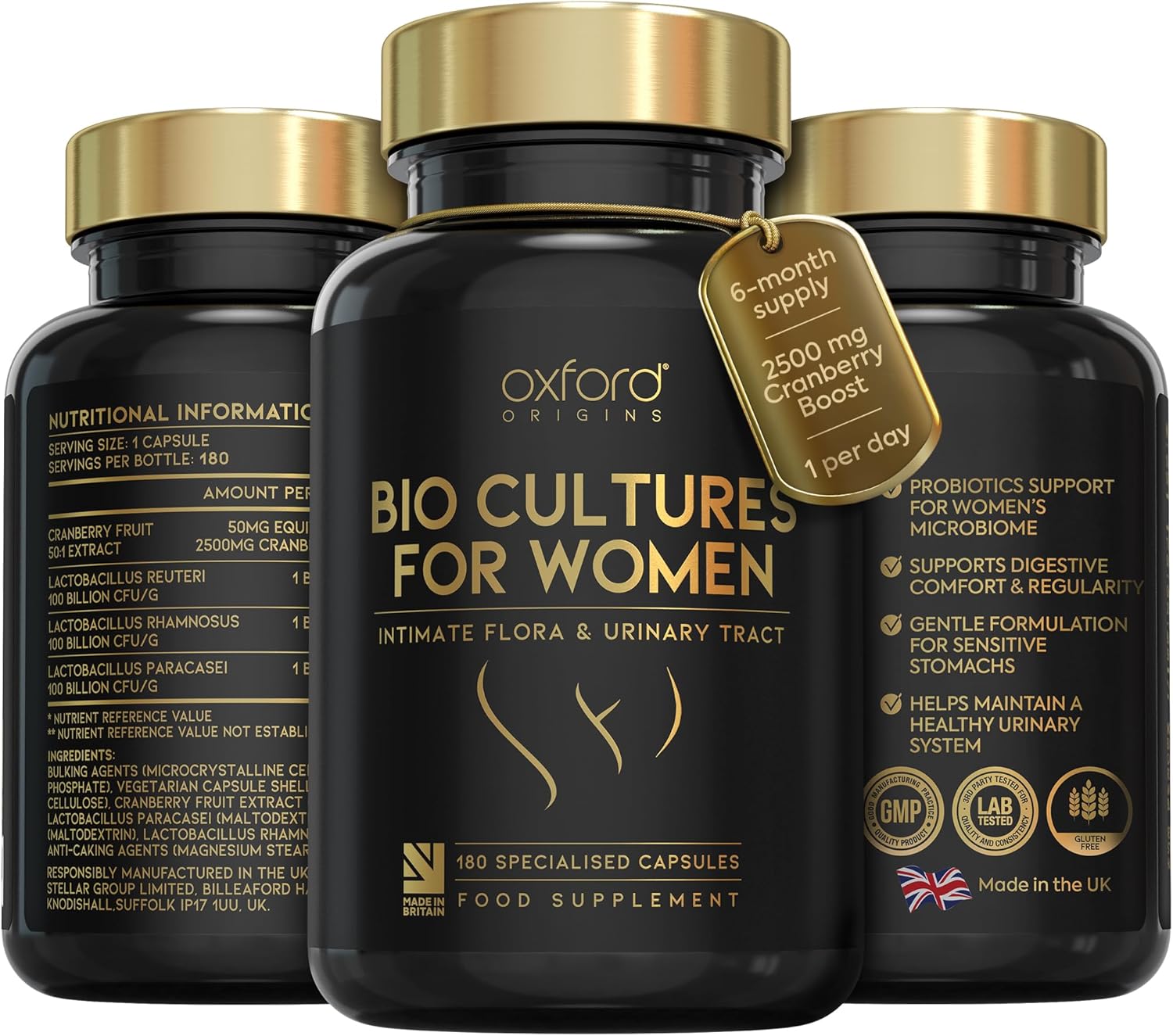 Advanced Probiotics for Women | Scientifically Formulated Vaginal Probiotics, Intimate Flora & UTI | Crafted with 3 Billion Bacterial Cultures - 100 Billion CFU/g Source | Made in UK (180 Capsules)