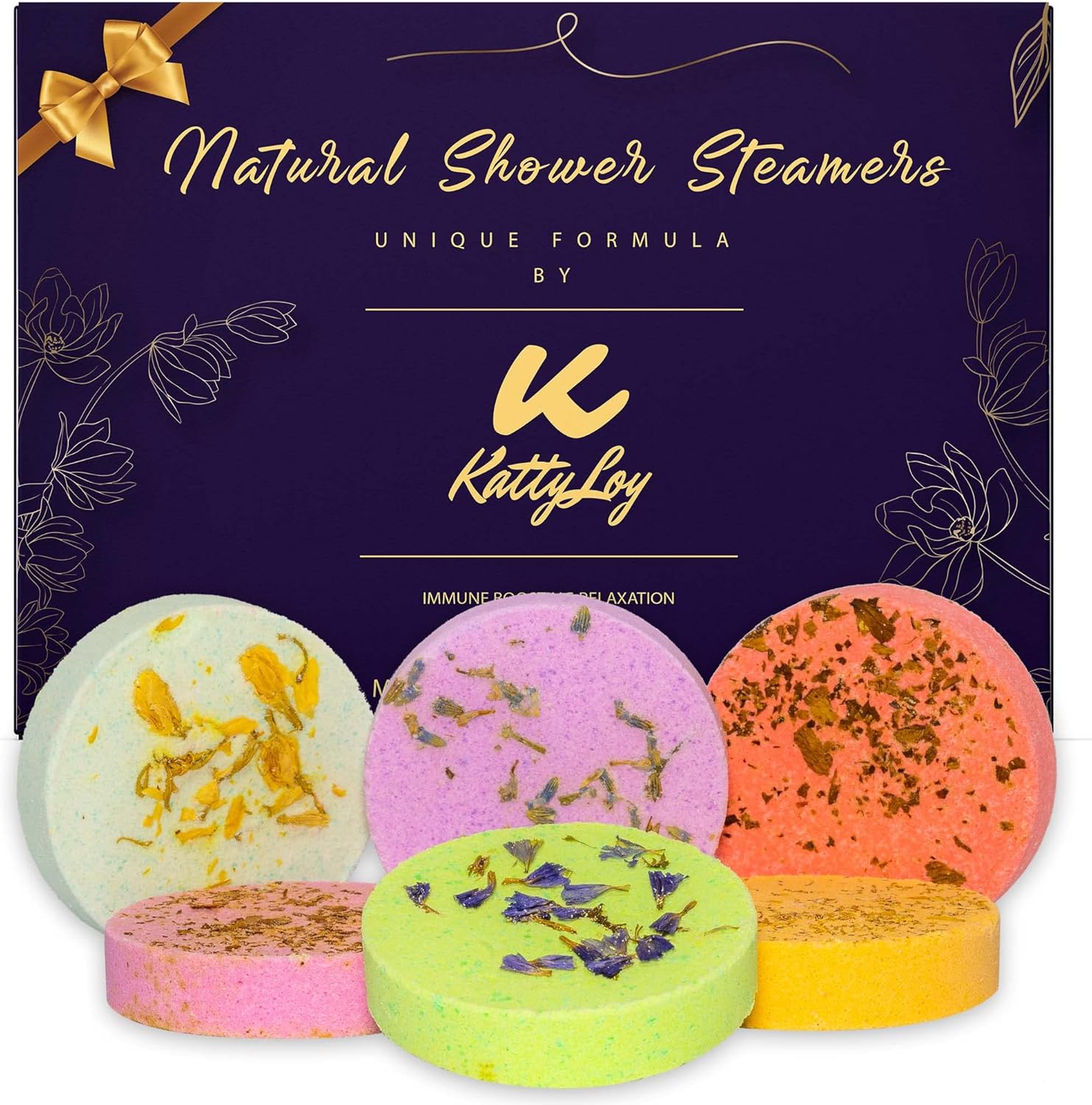 Katty Loy - Natural Shower Steamers Bath Bombs Fizzer Set Luxury Home Spa - Gift for Women Her Girl Girlfriend Mum Nan Wife - Lavender Rose Mint - Novelty Birthday Present Christmas Stocking Filler
