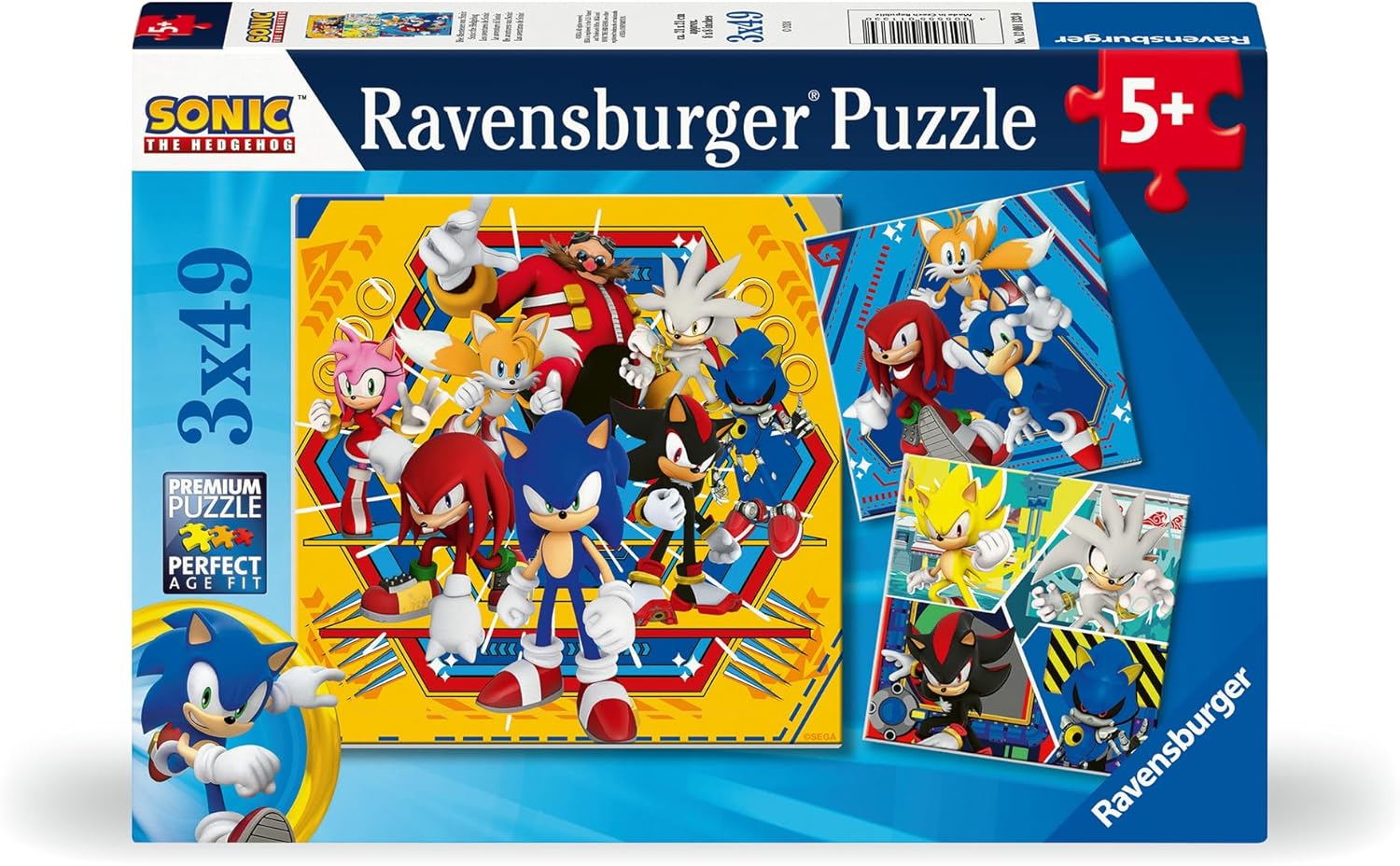 Ravensburger Sonic The Hedgehog 3x 49 Piece Jigsaw Puzzles for Kids Age 5+
