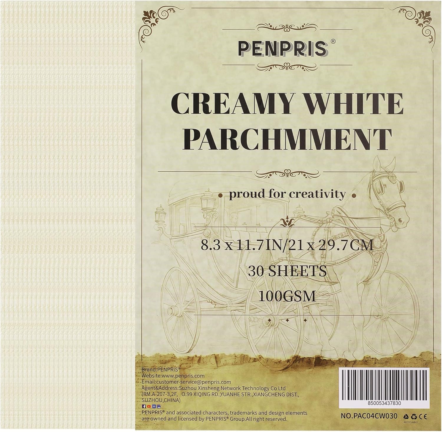 30 Sheets Parchment Paper - Creamy White 21 * 29.7CM A4 Size Parchment Card Stock 100gsm Vintage Paper for Certificate, Crafts, Business Cards, Invitations PAC04CW030