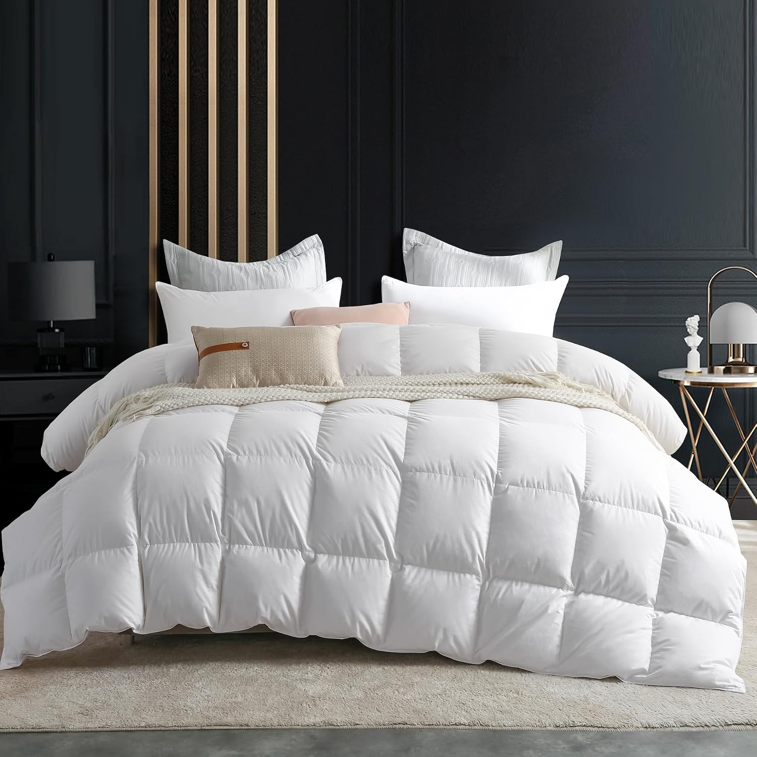 C&W Oversized Down Comforter King 120"x120" Winter Super Duvet Insert White