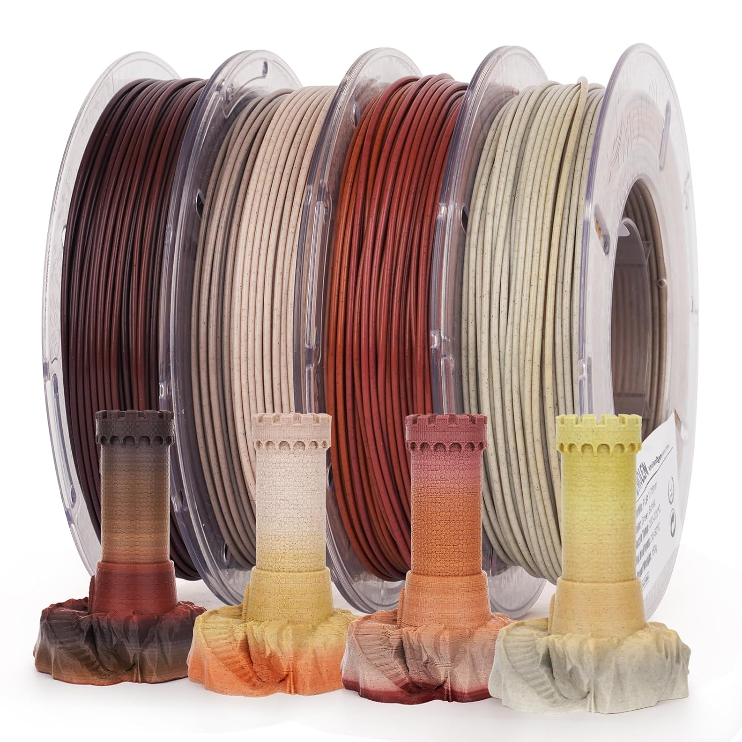 AMOLEN Marble PLA Filament 1.75mm Bundle, Rainbow Rock PLA 3D Printer Filament, 3D Printing Filament Dimensional Accuracy +/- 0.02 mm, 200gX 4 Spools Fit Most FDM Printer
