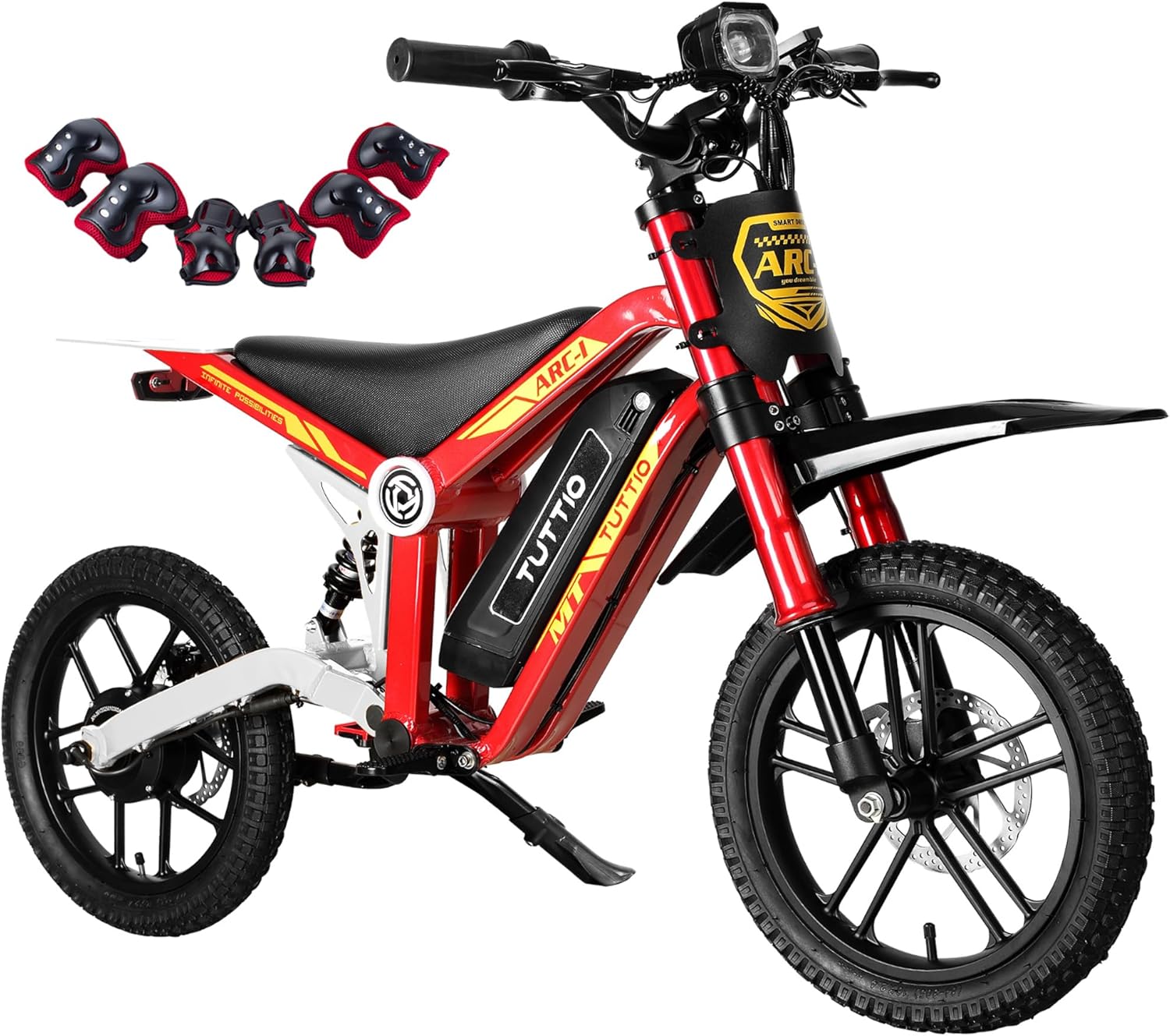 TUTTIO ARC-I 750W Kids Electric Dirt Bike, 36V 13AH Electric Motorcycle for Kids 5-8,Up to 22MPH & 25 Miles Long-Range, 5-Speed Modes Electric Bike, 16" Off-Road Tires