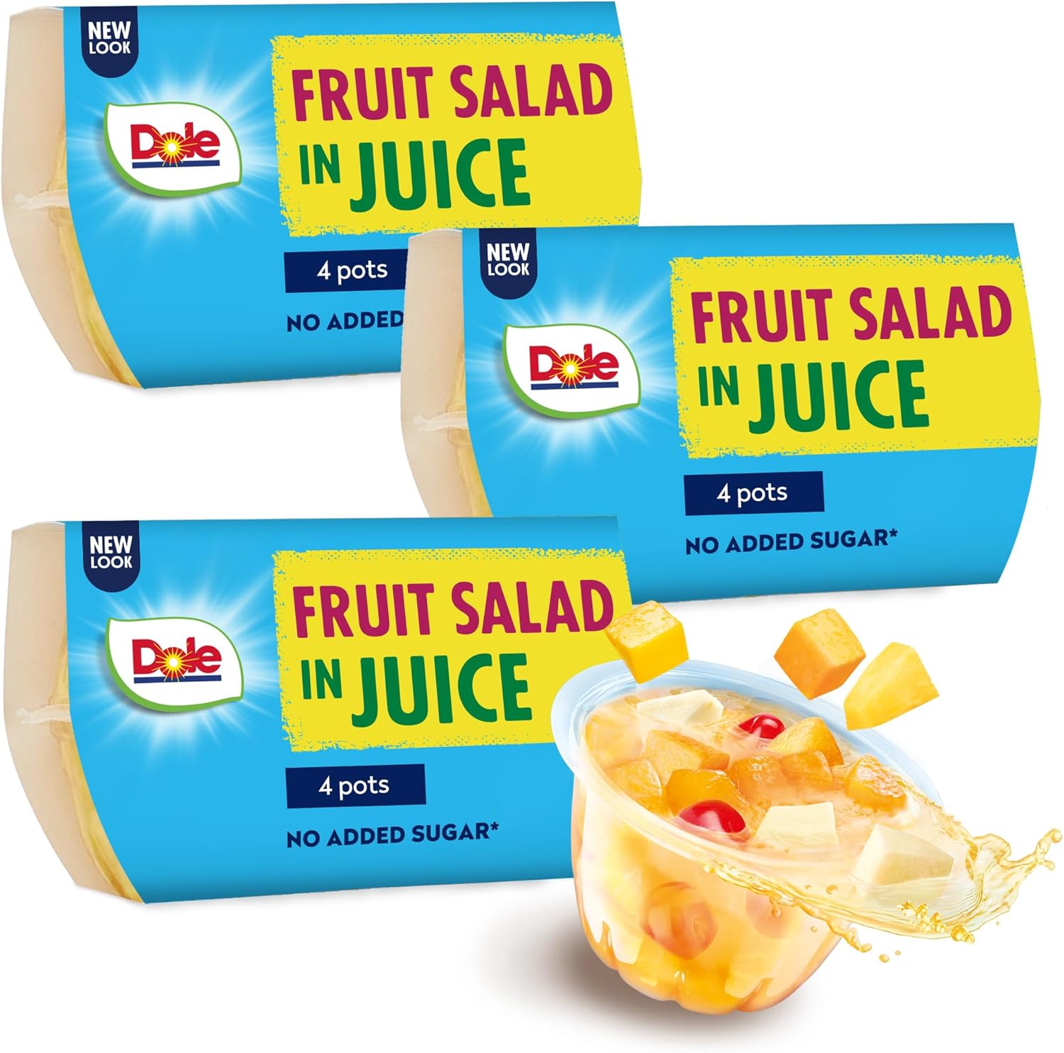 Dole Mixed Fruit In Juice With Cherry 3 x 4 Packs of Assorted Fruits, Healthy Snack, No Added Sugar Fruit Cocktail Bowls, Perfect for Breakfast & Dessert or Adding to Recipes